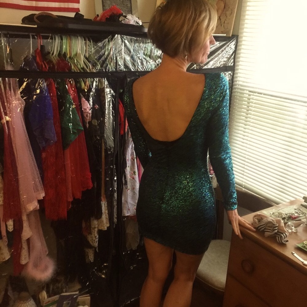 Dress the Population Lola green sequin dress M
